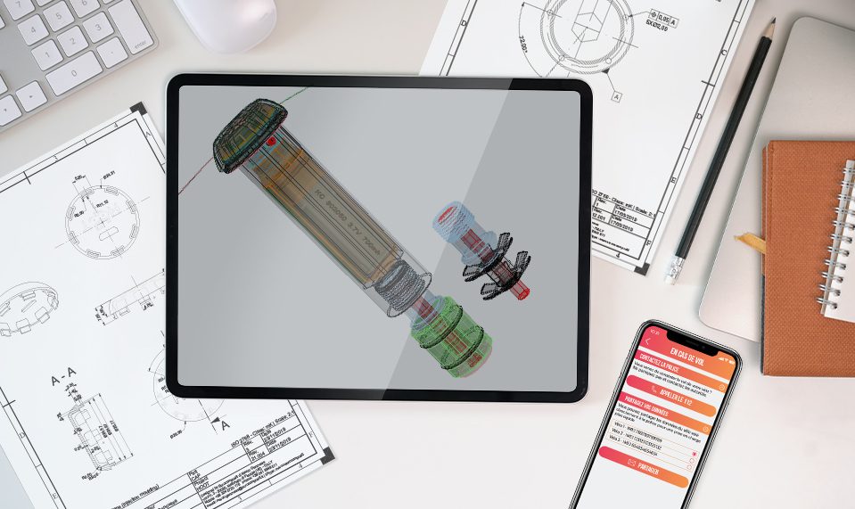 CAD model of the HOOT GPS tracker with part drawings